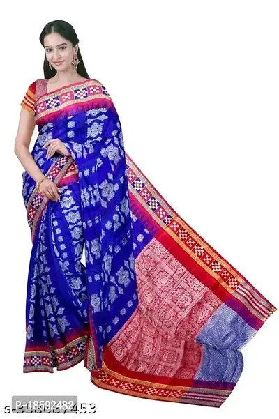 Pasapali Sambhalpuri printed art silk saree with blouse piece for Indian Devis-thumb3