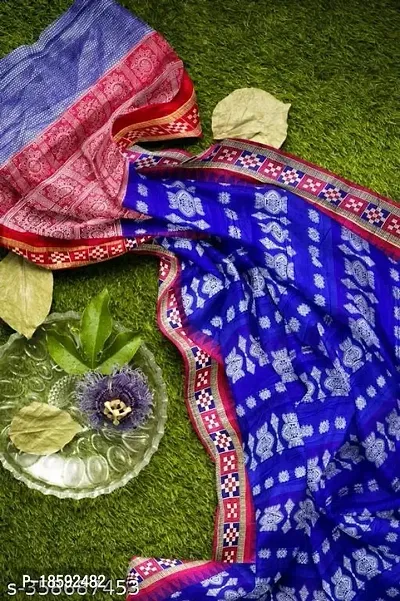 Pasapali Sambhalpuri printed art silk saree with blouse piece for Indian Devis-thumb2