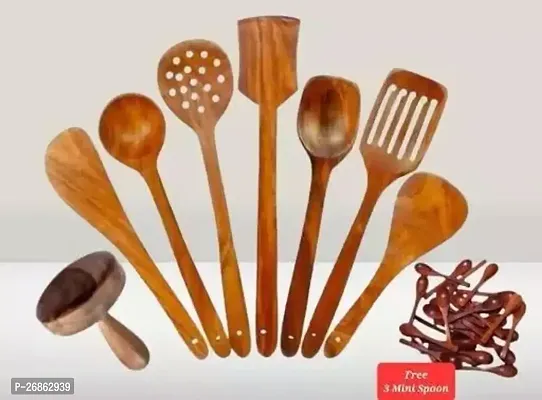 Wooden Spatulas Cooking Tools With 3 Mini Spoon Set Of 11