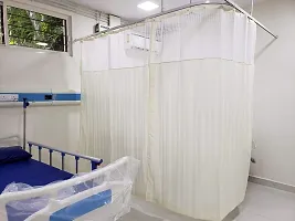 Ankit Enterprises Polyester and Satin Hospital Partition Curtains of Different Sizes for ICU and Wards (Cream, 6ft Width X 7ft Height), Grommets-thumb1