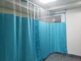 Ankit Enterprises - Sea Green Color Zig Zag Curtain ( 7 FEET Height) with Oval Net for Hospital ICU/ Clinic / Ward Curtain of Different Width (7, 4)-thumb1