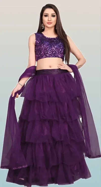 Stylish Net Lehenga Cholis With Dupatta For Women