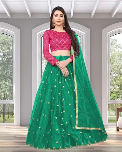 Silk Peach Bridal Semi Stitched Lehenga Choli