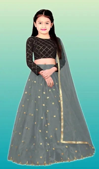 Embroidered Semi Stitched Lehenga Choli And Dupatta Set