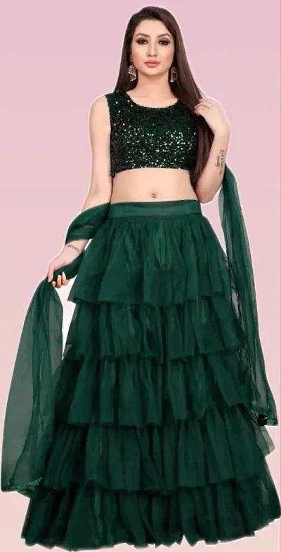 Stylish  Net  Semi Stitched Lehenga Choli Set