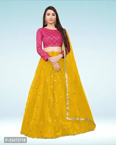 Embroidered Semi Stitched Lehenga Choli And Dupatta Set (Diya)