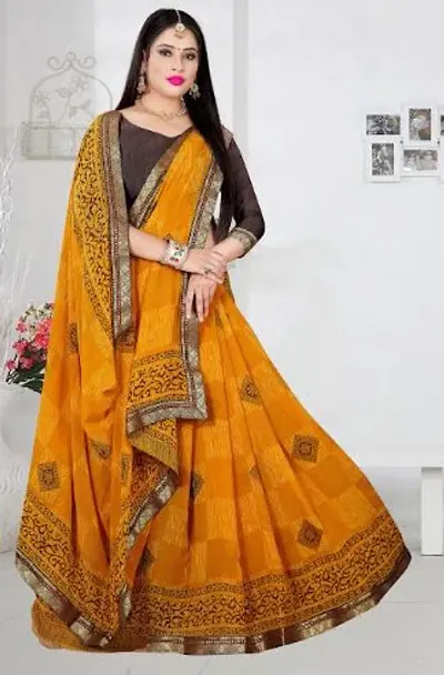 Must Have Polycotton Saree with Blouse piece 