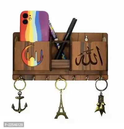 Islamic Key Holder For Home / Office / Kitchen / Key Holders / Key Holder For Wall / Key Holder / Best Decorative Item For Home Deacute;cor / Festive Deacute;cor Mobile Stand Cum Wood Key Holder (7 Hooks, Wooden)