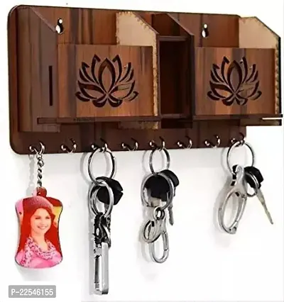 Wooden Tow Pocket Key Holder Pen Stand With 7 Hooks Key Holder-thumb0