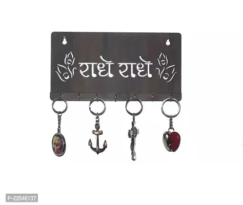 Radhey Radhey Key Holder Key Holder / Best Decorative Item For Home Deacute;cor / Festive Deacute;cor Mobile Stand Cum Wood Key Holder (7 Hooks, Wooden)-thumb0