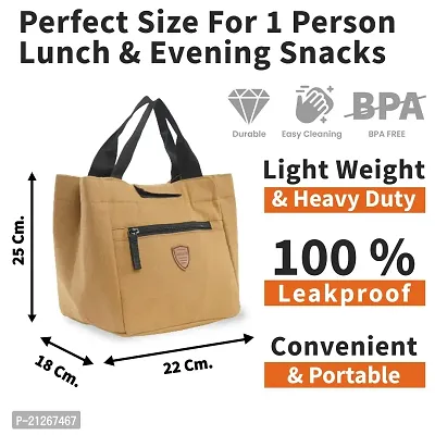 ENSULATOR Lunch Bag 2021 Insulated Organic Canvas Snacks Tiffin Organizer with Pocket for Tissues  Pickel for Women Men Adults Office Work Picnic Hiking | Brown-thumb4