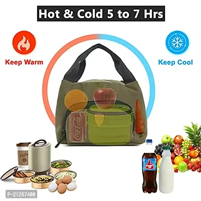 ENSULATOR Lunch Bag 2021 Insulated Organic Canvas Thermal Snacks Tiffin Organizer with Pocket for Spoon, Fork, Tissues for Women Men Adults Office Work Picnic Hiking | ArmyGreen-thumb2