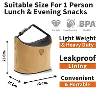 ENSULATOR Lunch Bag 2021 Insulated Organic Canvas Thermal Snacks Tiffin Organizer with Bottle  Spoon Holders for Women Men Adults Office Work Picnic Hiking | Brown, 350 ml-thumb3