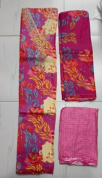 Floral Printed Unstitched Dress Material with Cotton Dupatta-thumb1