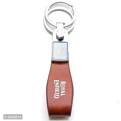 AAYUSH LEATHER KEYCHAINS AND KEYRINGS COMPATIBLE WITH CARS AND BIKES (Mercedes | Bmw | Audi | Tata | Maruti Suzuki | Hyundai | Honda | Royal Enfield) (ROYAL ENFIELD BROWN LEATHER STRAP PREMIUM)