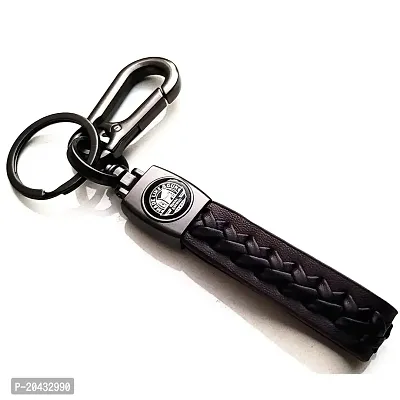 AAYUSH LEATHER KEYCHAINS AND KEYRINGS COMPATIBLE WITH CARS AND BIKES (Mercedes | Bmw | Audi | Tata | Maruti Suzuki | Hyundai | Honda | Royal Enfield) (ROYAL ENFIELD BROWN LEATHER STRAP HOOK NEW)-thumb0