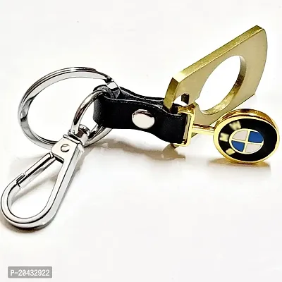 AAYUSH LEATHER KEYCHAINS AND KEYRINGS COMPATIBLE WITH CARS AND BIKES (Mercedes | Bmw | Audi | Tata | Maruti Suzuki | Hyundai | Honda | Royal Enfield) (BM GOLDEN SEPERABLE)-thumb2