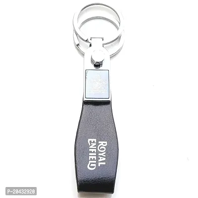 AAYUSH LEATHER KEYCHAINS AND KEYRINGS COMPATIBLE WITH CARS AND BIKES (Mercedes | Bmw | Audi | Tata | Maruti Suzuki | Hyundai | Honda | Royal Enfield) (ROYAL ENFIELD BLACK LEATHER STRAP PREMIUM)