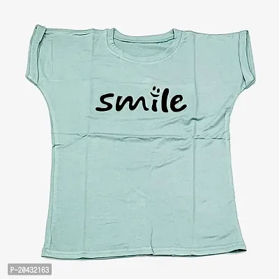 Aayush Premium and Stylish Half Sleeve Free Size Regular FIT T-Shirts for Women and Girls (Smile Aquamarine Blue Color T-Shirts)