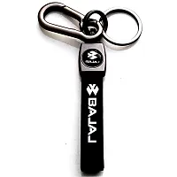 AAYUSH LEATHER KEYCHAINS AND KEYRINGS COMPATIBLE WITH CARS AND BIKES (Mercedes | Bmw | Audi | Tata | Maruti Suzuki | Hyundai | Honda | Royal Enfield) (BAJAJ BLACK LEATHER STRAP)-thumb2