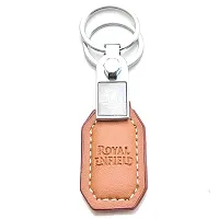 AAYUSH LEATHER KEYCHAINS AND KEYRINGS COMPATIBLE WITH CARS AND BIKES (Mercedes | Bmw | Audi | Tata | Maruti Suzuki | Hyundai | Honda | Royal Enfield) (ROYAL ENFIELD BROWN LEATHER SIMPLE)-thumb2