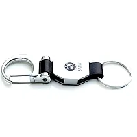 AAYUSH LEATHER KEYCHAINS AND KEYRINGS COMPATIBLE WITH CARS AND BIKES (Mercedes | Bmw | Audi | Tata | Maruti Suzuki | Hyundai | Honda | Royal Enfield) (BM DOUBLE SIDE HOOK BLACK)-thumb2