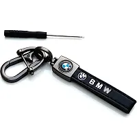 AAYUSH LEATHER KEYCHAINS AND KEYRINGS COMPATIBLE WITH CARS AND BIKES (Mercedes | Bmw | Audi | Tata | Maruti Suzuki | Hyundai | Honda | Royal Enfield) (BM LEATHER STRAP SCREW HOOK)-thumb2