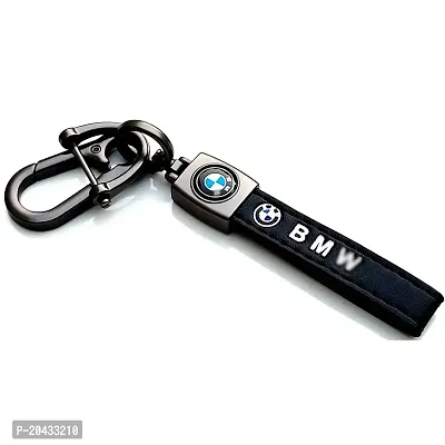 AAYUSH LEATHER KEYCHAINS AND KEYRINGS COMPATIBLE WITH CARS AND BIKES (Mercedes | Bmw | Audi | Tata | Maruti Suzuki | Hyundai | Honda | Royal Enfield) (BM LEATHER STRAP SCREW HOOK)-thumb0