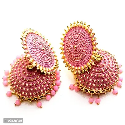 AAYUSH TRADITIONAL JHUMKA | MEENAKARI JHUMKA | STUDDED JHUMKA | KUNDAN JHUMKA | HOOPS JHUMKA | EAR-CUFFS JHUMKA | PEARL JHUMKA  FANCY EARRINGS FOR WOMEN AND GIRLS (PINK JHUMKA)