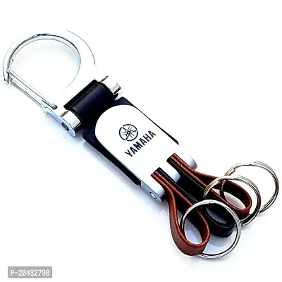 AAYUSH LEATHER KEYCHAINS AND KEYRINGS COMPATIBLE WITH CARS AND BIKES (Mercedes | Bmw | Audi | Tata | Maruti Suzuki | Hyundai | Honda | Royal Enfield) (YAMAHA FLOWER STYLE KEYCHAIN)