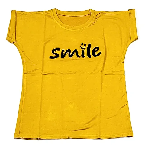 Aayush Premium and Stylish Half Sleeve Free Size Regular FIT T-Shirts for Women and Girls (Smile Color T-Shirts)