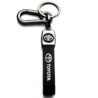 AAYUSH KEYCHAINS AND KEYRINGS COMPATIBLE WITH CARS AND BIKES (Mercedes | Bmw | Audi | Tata | Suzuki | Hyundai | Honda | Royal Enfield) (TOYOT-A BLACK LEATHER STRAP HOOK)-thumb1