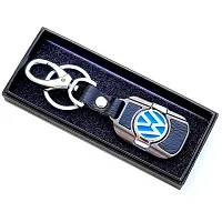 AAYUSH LEATHER KEYCHAINS AND KEYRINGS COMPATIBLE WITH CARS AND BIKES (Mercedes | Bmw | Audi | Tata | Maruti Suzuki | Hyundai | Honda | Royal Enfield) (VOLKSWAGN METALLIC CENTRE BLUE LUXURY)-thumb4