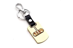 AAYUSH LEATHER KEYCHAINS AND KEYRINGS COMPATIBLE WITH CARS AND BIKES (Mercedes | Bmw | Audi | Tata | Maruti Suzuki | Hyundai | Honda | Royal Enfield) (AUDI GOLDEN SEPERABLE)-thumb1