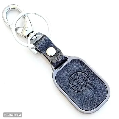 AAYUSH LEATHER KEYCHAINS AND KEYRINGS COMPATIBLE WITH CARS AND BIKES (Mercedes | Bmw | Audi | Tata | Maruti Suzuki | Hyundai | Honda | Royal Enfield) (VOLKSWAGN METALLIC CENTRE BLUE LUXURY)-thumb4