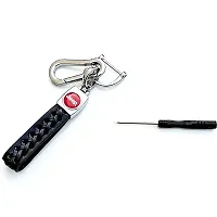 AAYUSH LEATHER KEYCHAINS AND KEYRINGS COMPATIBLE WITH CARS AND BIKES (Mercedes | Bmw | Audi | Tata | Maruti Suzuki | Hyundai | Honda | Royal Enfield) (JEEP BLACK LEATHER HOOK SCREW)-thumb1