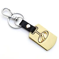 AAYUSH LEATHER KEYCHAINS AND KEYRINGS COMPATIBLE WITH CARS AND BIKES (Mercedes | Bmw | Audi | Tata | Maruti Suzuki | Hyundai | Honda | Royal Enfield) (MAHINDRA GOLDEN SEPERABLE)-thumb1