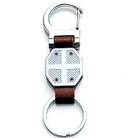 AAYUSH LEATHER KEYCHAINS AND KEYRINGS COMPATIBLE WITH CARS AND BIKES (Mercedes | Bmw | Audi | Tata | Maruti Suzuki | Hyundai | Honda | Royal Enfield) (JEEP DOUBLE SIDE HOOK BROWN)-thumb2