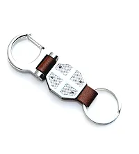 AAYUSH LEATHER KEYCHAINS AND KEYRINGS COMPATIBLE WITH CARS AND BIKES (Mercedes | Bmw | Audi | Tata | Maruti Suzuki | Hyundai | Honda | Royal Enfield) (MG DOUBLE SIDE HOOK BROWN)-thumb3