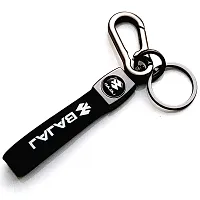 AAYUSH LEATHER KEYCHAINS AND KEYRINGS COMPATIBLE WITH CARS AND BIKES (Mercedes | Bmw | Audi | Tata | Maruti Suzuki | Hyundai | Honda | Royal Enfield) (BAJAJ BLACK LEATHER STRAP)-thumb3