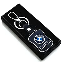 AAYUSH LEATHER KEYCHAINS AND KEYRINGS COMPATIBLE WITH CARS AND BIKES (Mercedes | Bmw | Audi | Tata | Maruti Suzuki | Hyundai | Honda | Royal Enfield) (BM BLACK BLUE MID LEATHER)-thumb1