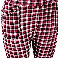 Aayush Stylish and Elegant Free Size Printed Check HIGH Waist RED White Colored Jeggings for Women and Girls-thumb4