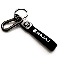 AAYUSH LEATHER KEYCHAINS AND KEYRINGS COMPATIBLE WITH CARS AND BIKES (Mercedes | Bmw | Audi | Tata | Maruti Suzuki | Hyundai | Honda | Royal Enfield) (BAJAJ BLACK LEATHER STRAP)-thumb1