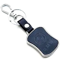 AAYUSH LEATHER KEYCHAINS AND KEYRINGS COMPATIBLE WITH CARS AND BIKES (Mercedes | Bmw | Audi | Tata | Maruti Suzuki | Hyundai | Honda | Royal Enfield) (BM BLACK BLUE MID LEATHER)-thumb2