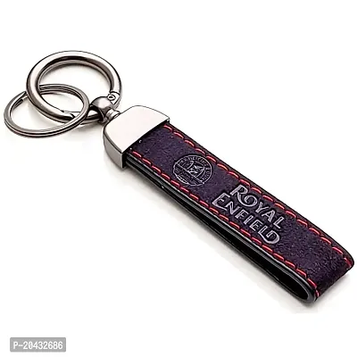 AAYUSH LEATHER KEYCHAINS AND KEYRINGS COMPATIBLE WITH CARS AND BIKES (Mercedes | Bmw | Audi | Tata | Maruti Suzuki | Hyundai | Honda | Royal Enfield) (ROYAL ENFIELD RED AND BLACK LEATHER STITCHED)