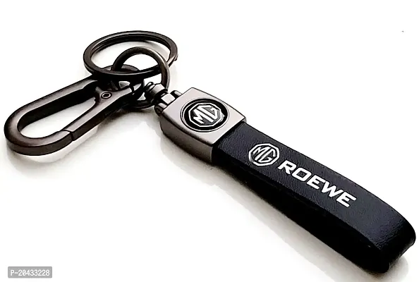 AAYUSH LEATHER KEYCHAINS AND KEYRINGS COMPATIBLE WITH CARS AND BIKES (Mercedes | Bmw | Audi | Tata | Maruti Suzuki | Hyundai | Honda | Royal Enfield) (MG BLACK LEATHER HOOK STRAP NEW)