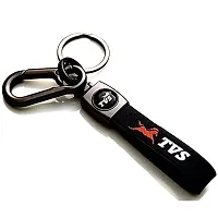 AAYUSH LEATHER KEYCHAINS AND KEYRINGS COMPATIBLE WITH CARS AND BIKES (Mercedes | Bmw | Audi | Tata | Maruti Suzuki | Hyundai | Honda | Royal Enfield) (TVS BLACK LEATHER STRAP PRINTED KEYCHAIN)-thumb2