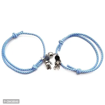 AAYUSH PREMIUM HANDCRAFTED MAGNETIC COUPLES BRACELETS FOR LOVERS (BLUE ROPE COUPLES BRACELETS)