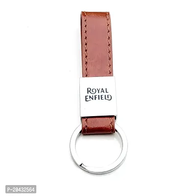 AAYUSH LEATHER KEYCHAINS AND KEYRINGS COMPATIBLE WITH CARS AND BIKES (Mercedes | Bmw | Audi | Tata | Maruti Suzuki | Hyundai | Honda | Royal Enfield) (ROYAL ENFIELD BROWN LEATHER STRAP PLAIN)-thumb3