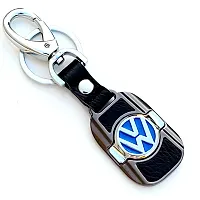 AAYUSH LEATHER KEYCHAINS AND KEYRINGS COMPATIBLE WITH CARS AND BIKES (Mercedes | Bmw | Audi | Tata | Maruti Suzuki | Hyundai | Honda | Royal Enfield) (VOLKSWAGN METALLIC CENTRE BLUE LUXURY)-thumb2